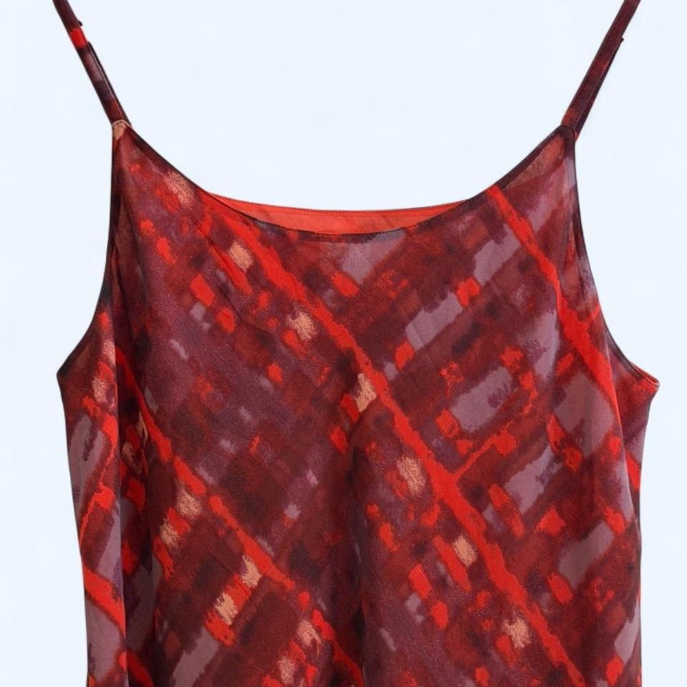 Y2K Abstract Artsy Cabi Red Burgundy Geometric Slip Cami Size L - Picture 2 of 7